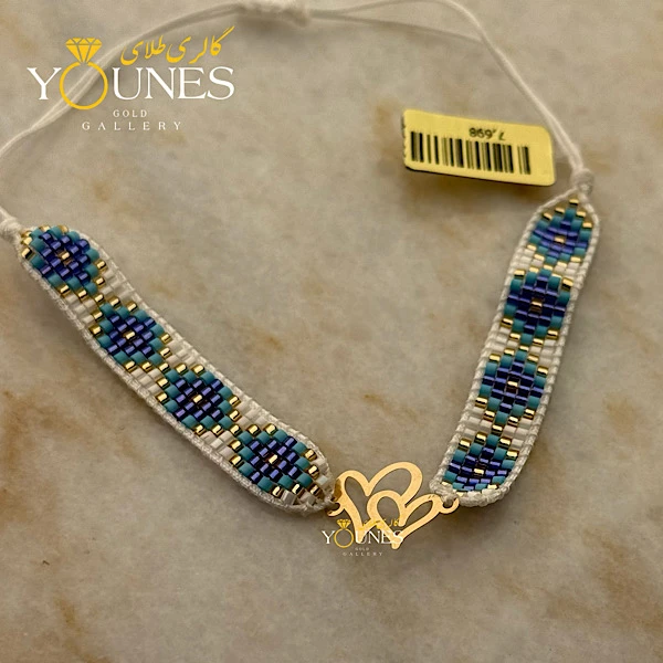 دستبند میوکی آبی دوقلب طلا